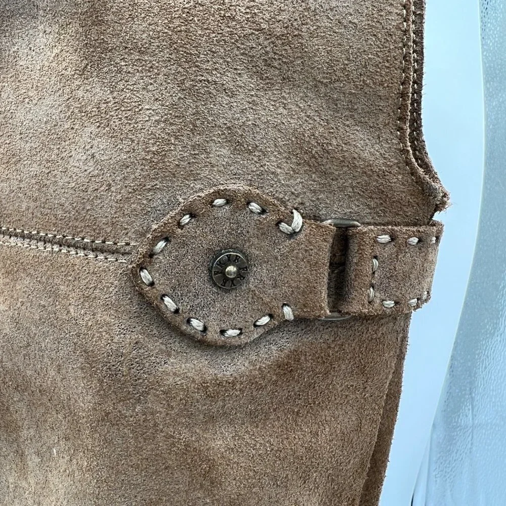 FRYE Shirley Boots Sz 5.5 B OTK Over The Knee Tall Olive Gray Tan Leather Riding